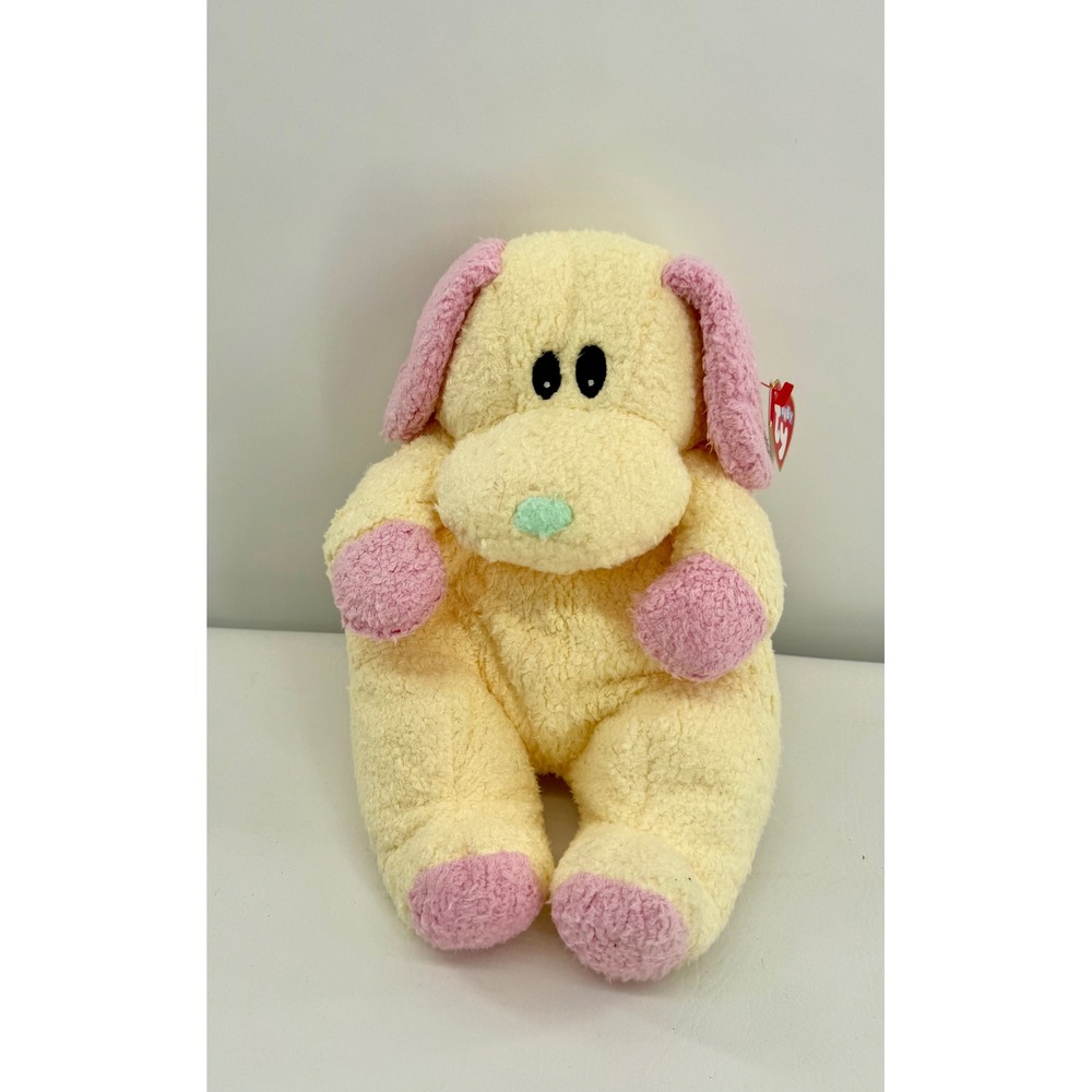 Ty Dogbaby Plush Toy Yellow Pink Sherpa Rattle 1999 Vintage